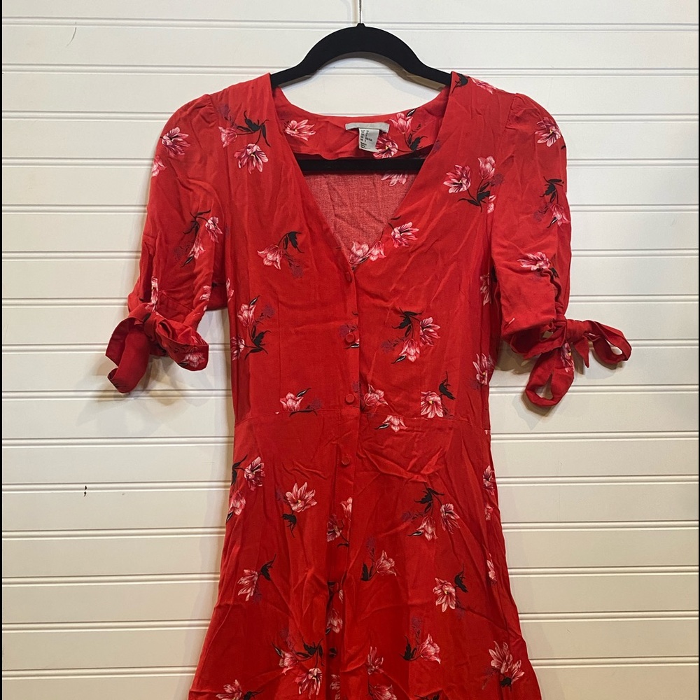 Red floral dress